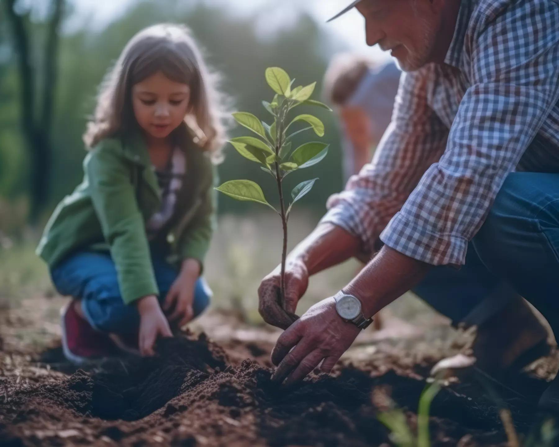 grandfather and granddaughter planting seeds and making a positive impact for generations