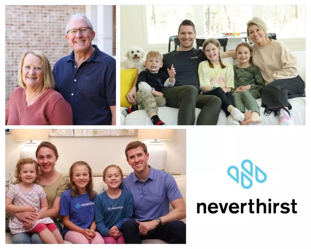 collage of families that support neverthirst